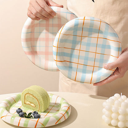 ASSIETTE À BORD ÉPAIS : MOTIF À CARREAUX