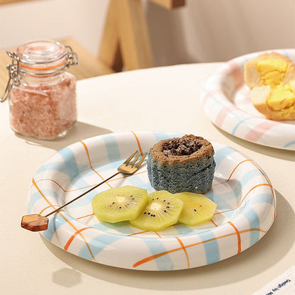 ASSIETTE À BORD ÉPAIS : MOTIF À CARREAUX